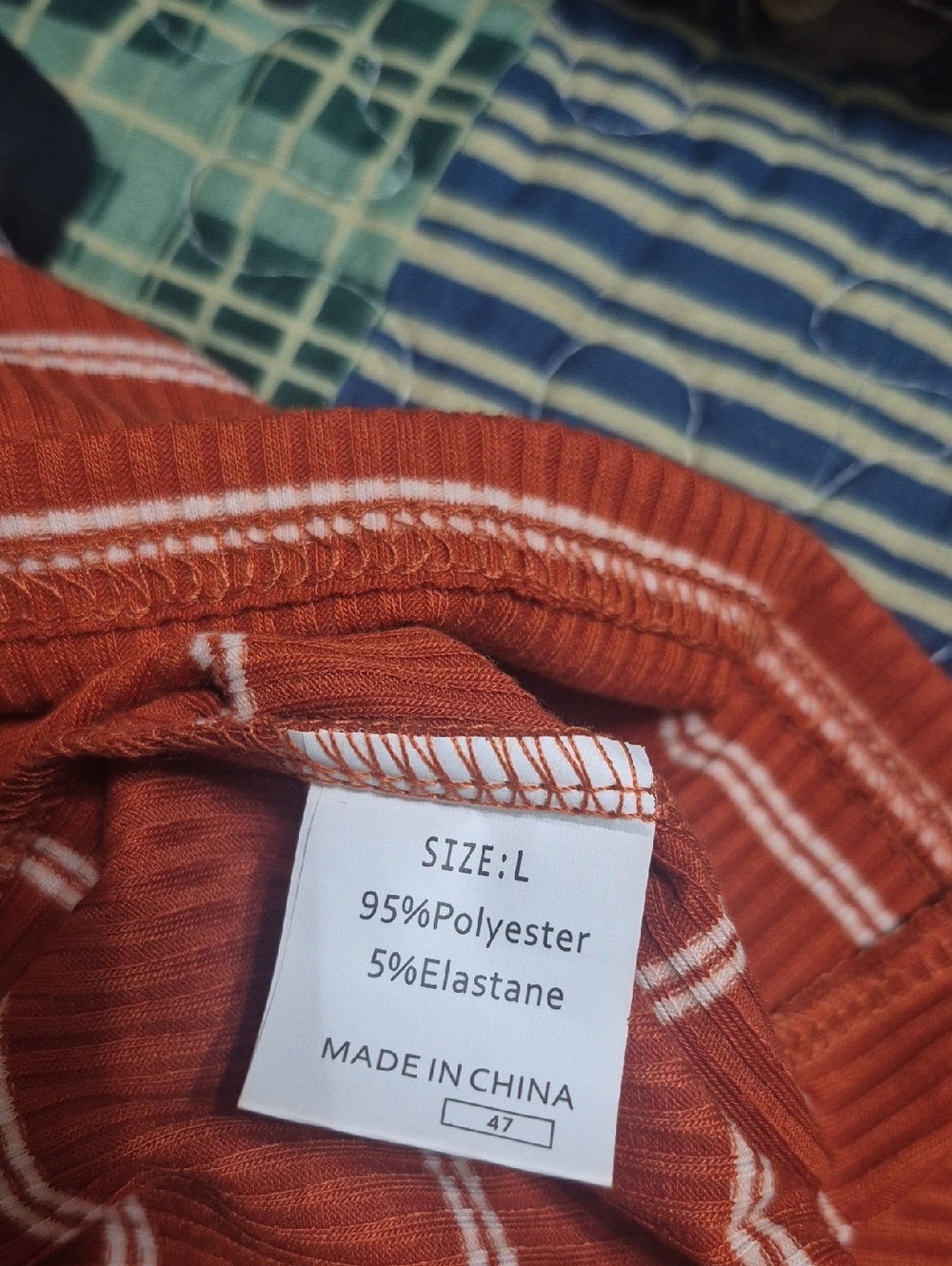 BellanBlue Rust Orange Striped Ribbed Women’s Top - Picture 9 of 9